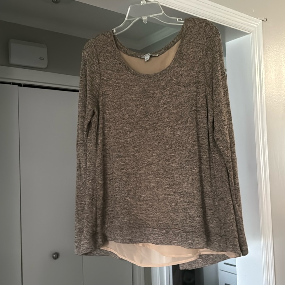 Open backed oatmeal sweater